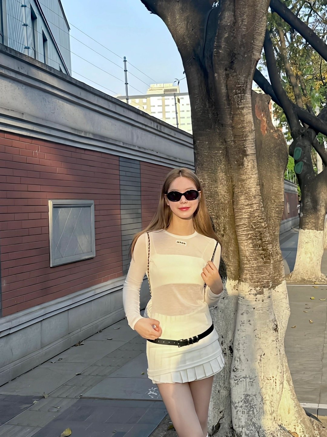 Miumiu Топ с длинным рукавом из шелка оптом