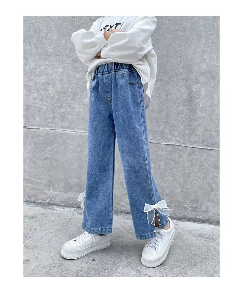 Детские джинсы с широкими штанинами оптом из Китая