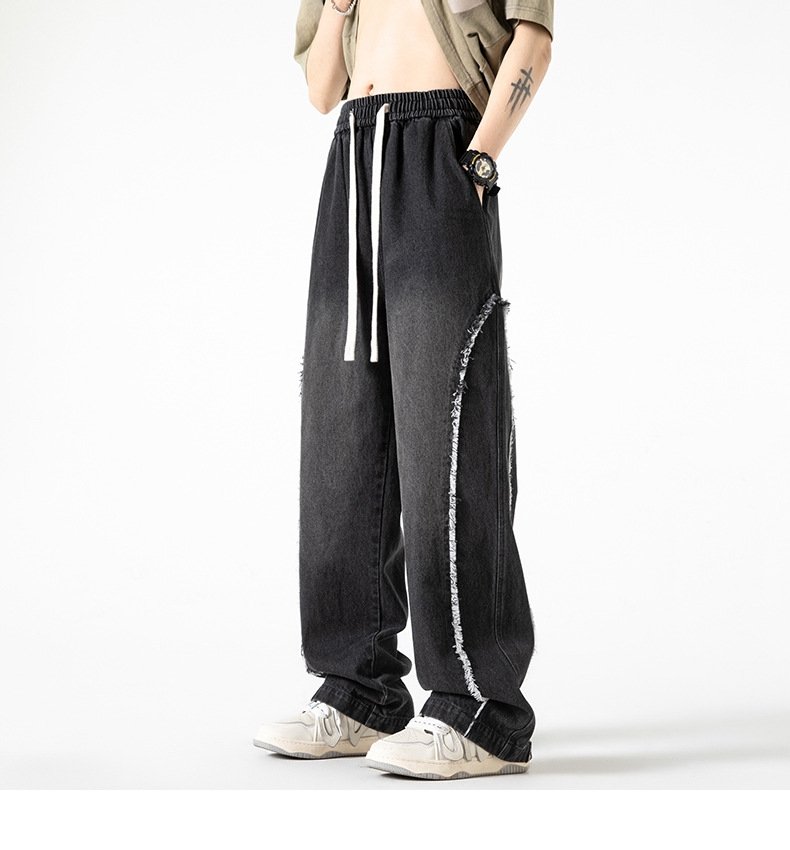 Мужские джинсы прямого кроя с высокими краями оптом из Китая