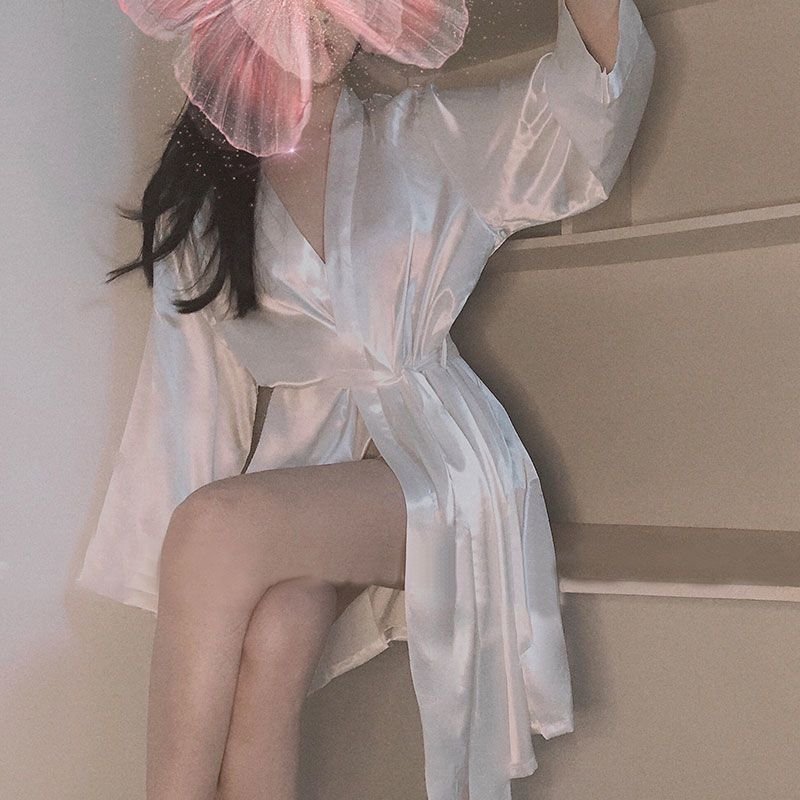 Халат для сна плюс-сайз лето 2023 в стиле бойфренд с длинным рукавом, однотонный, длинный, свободный крой, для отелей, до 200 фунтов оптом