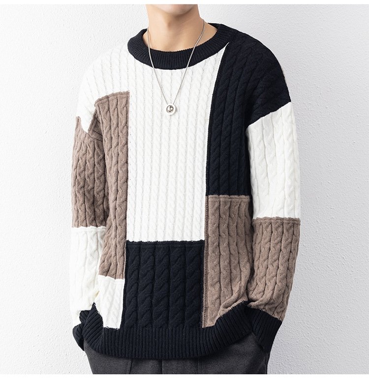 Мужской свитер с высоким воротником и свободным кроем оптом