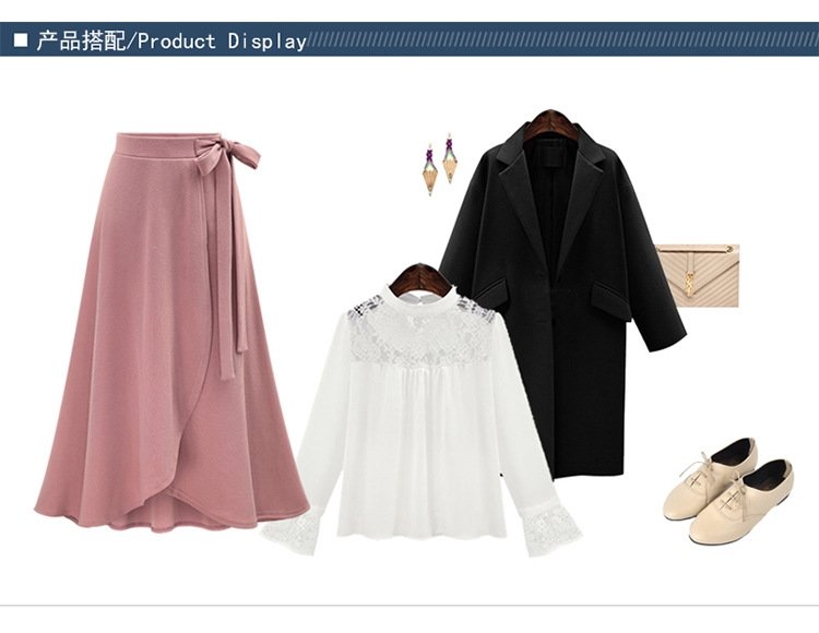 Женская длинная несимметричная юбка с высокой талией и завязками оптом из Китая