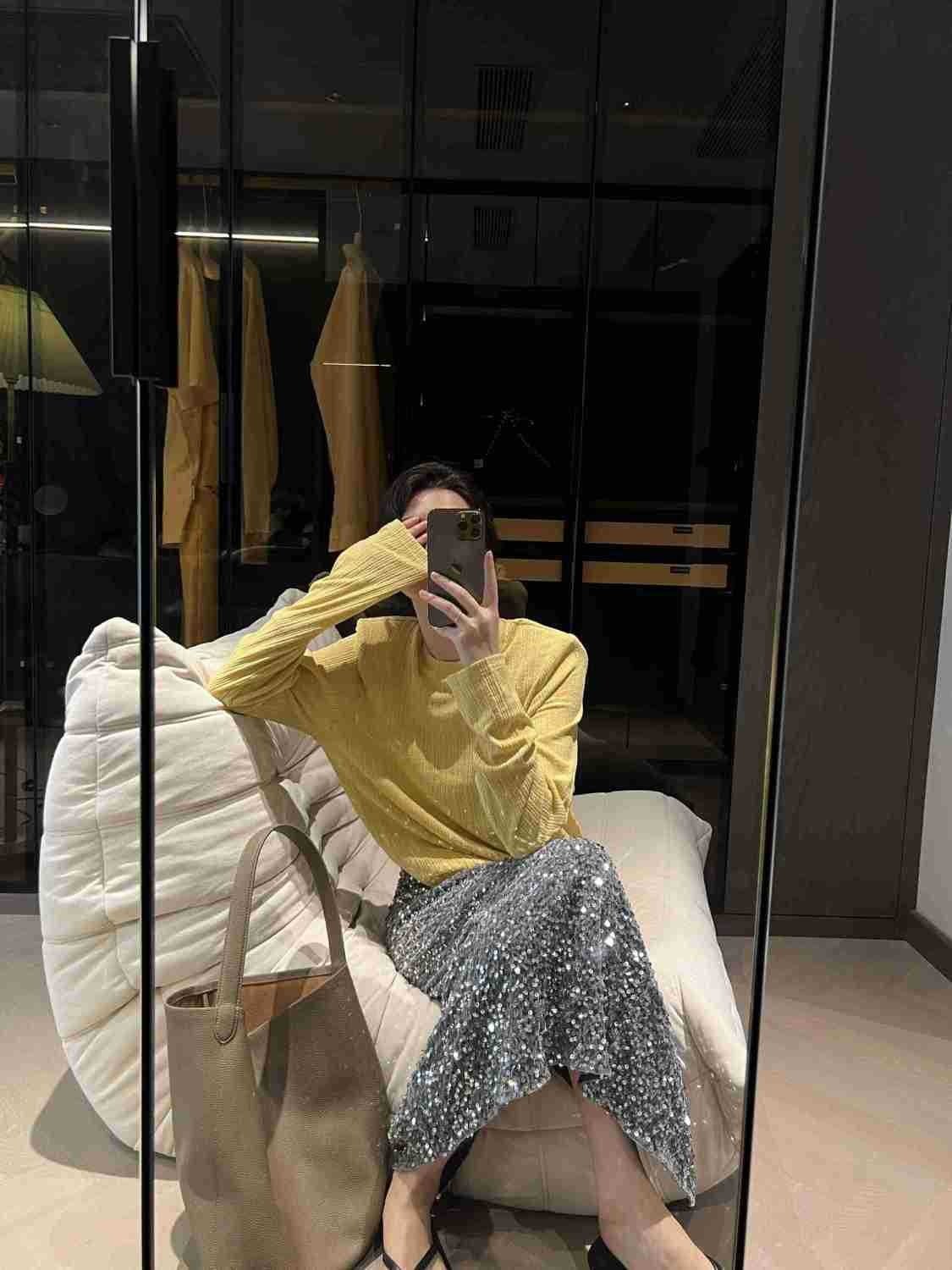 Юбка-миди с высокой талией и блестками оптом из Китая