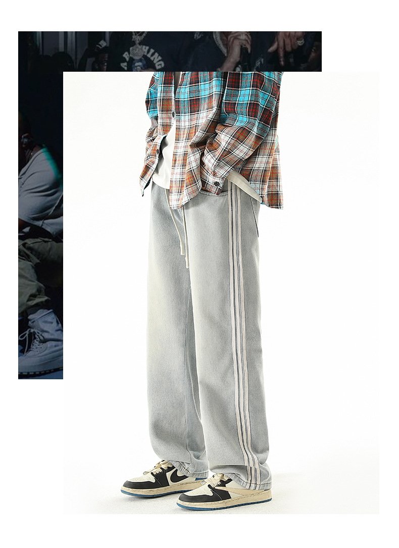 Мужские джинсы с принтом трех полосок оптом из Китая