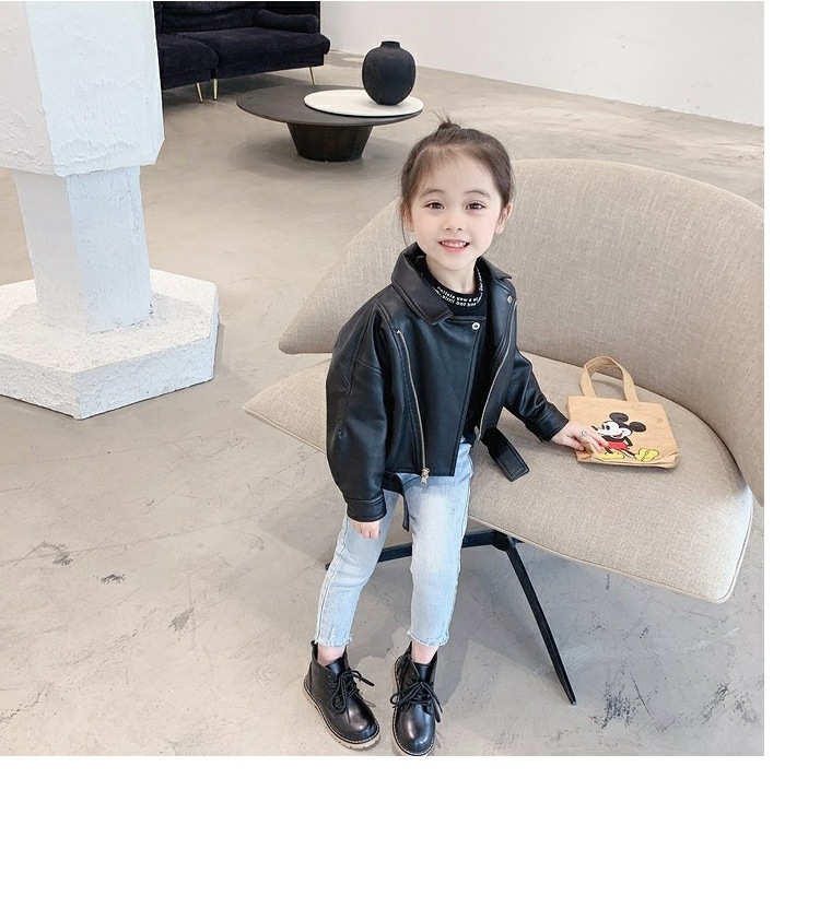 Детская куртка из кожзама в стиле байкеров оптом из Китая