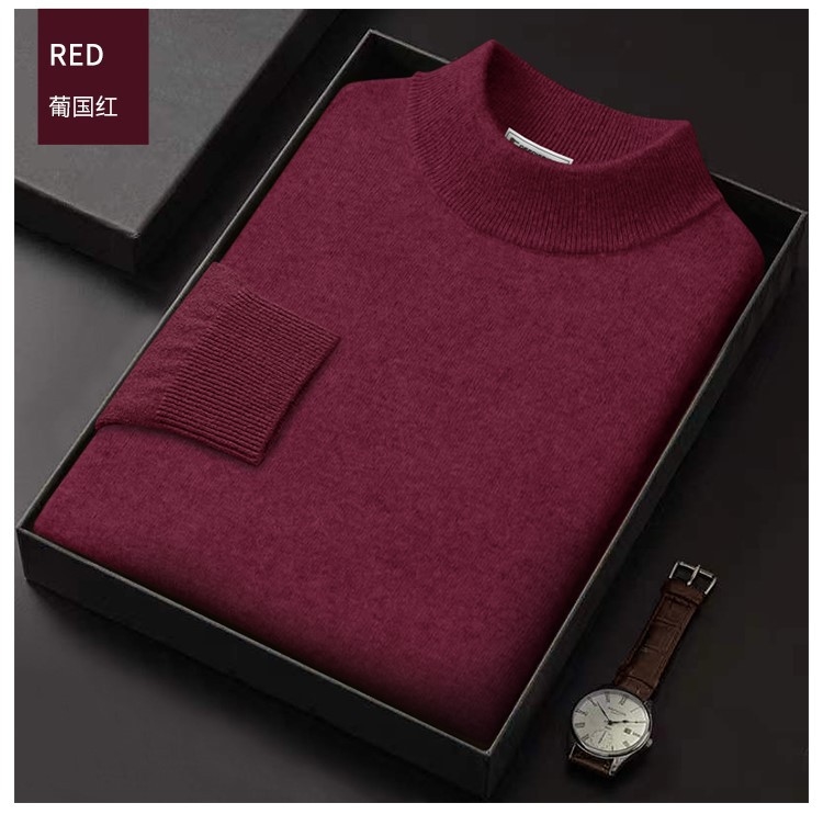 Мужской свитер из 100% шерсти с полувысоким воротником оптом из Китая