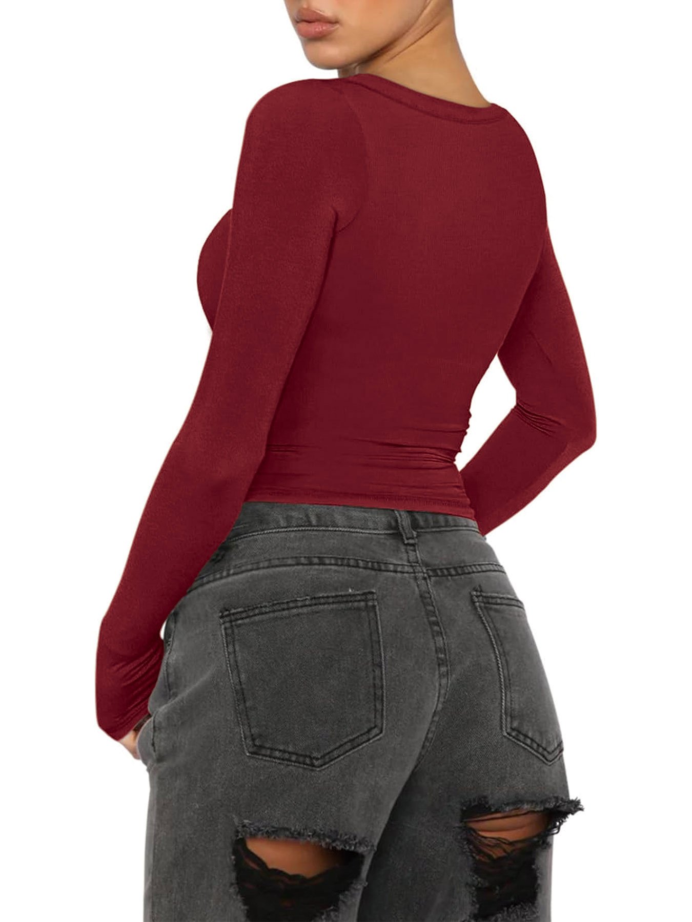 Женская блузка с длинным рукавом и V-образным вырезом оптом