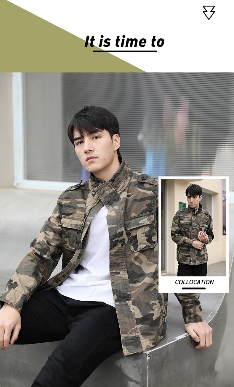 Мужская куртка военного стиля с камуфляжом оптом из Китая