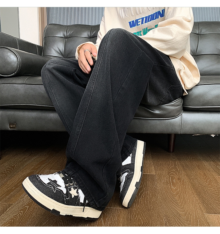 Джинсы мужские 2024 новинка весна осень тонкие американские уличные широкие прямые свободные брюки оптом из Китая