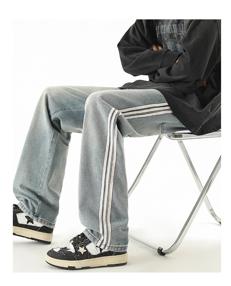 Мужские джинсы с принтом трех полосок оптом из Китая