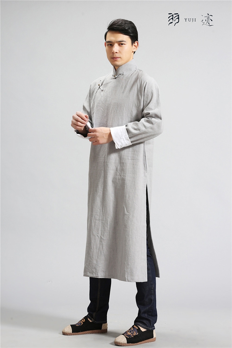 Мужская рубашка в стиле Республики с длинным воротником из льна в стиле ретро для выступлений оптом из Китая