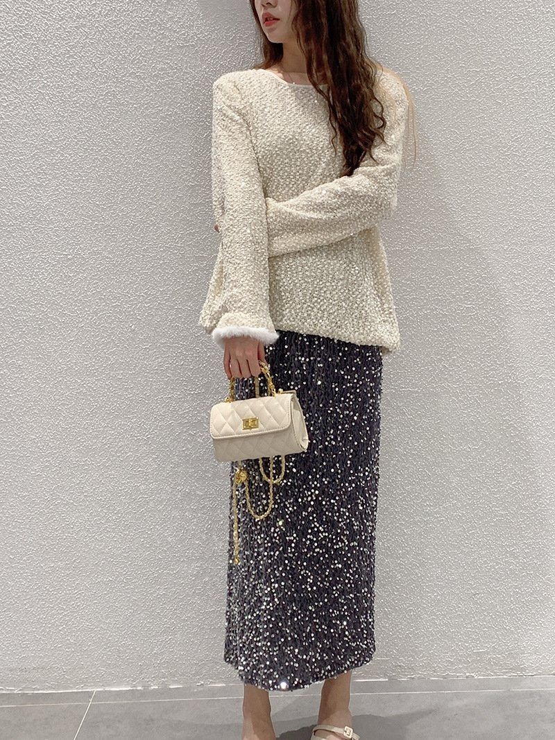 Высокая юбка с блестками из бархата оптом из Китая