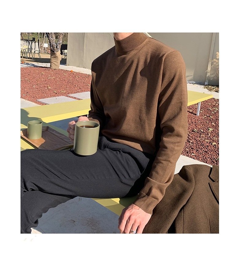 Мужской свитер с длинным рукавом и полувысоким воротником оптом