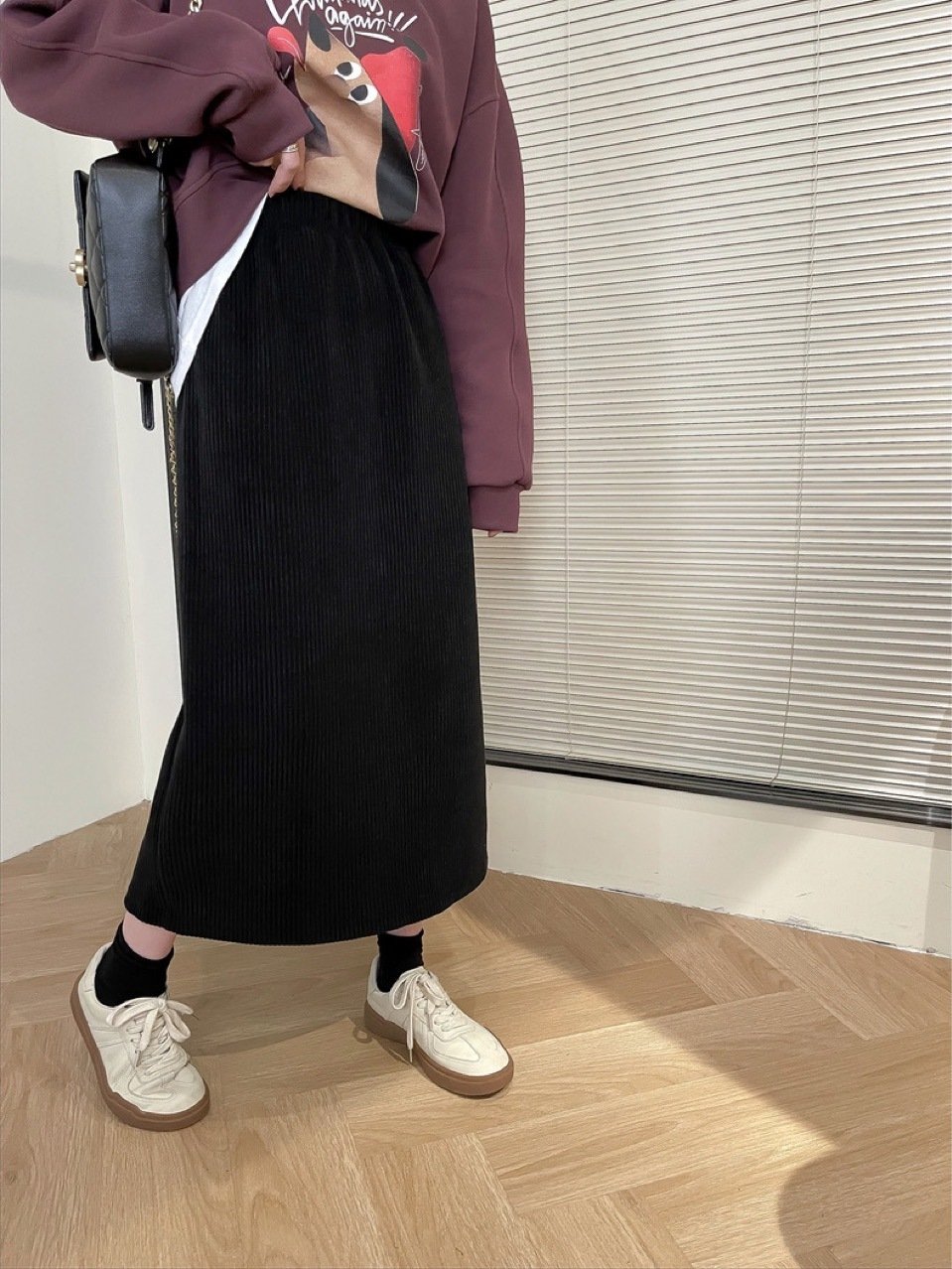 Шерстяная юбка с высокой талией и разрезом на осень-зиму оптом из Китая