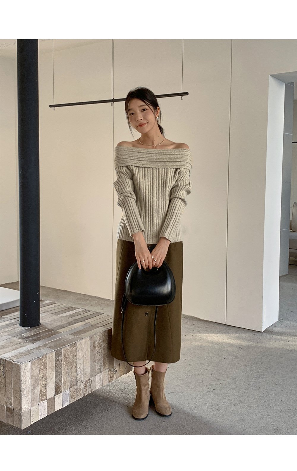 Шерстяная юбка с разрезом 2023 оптом из Китая