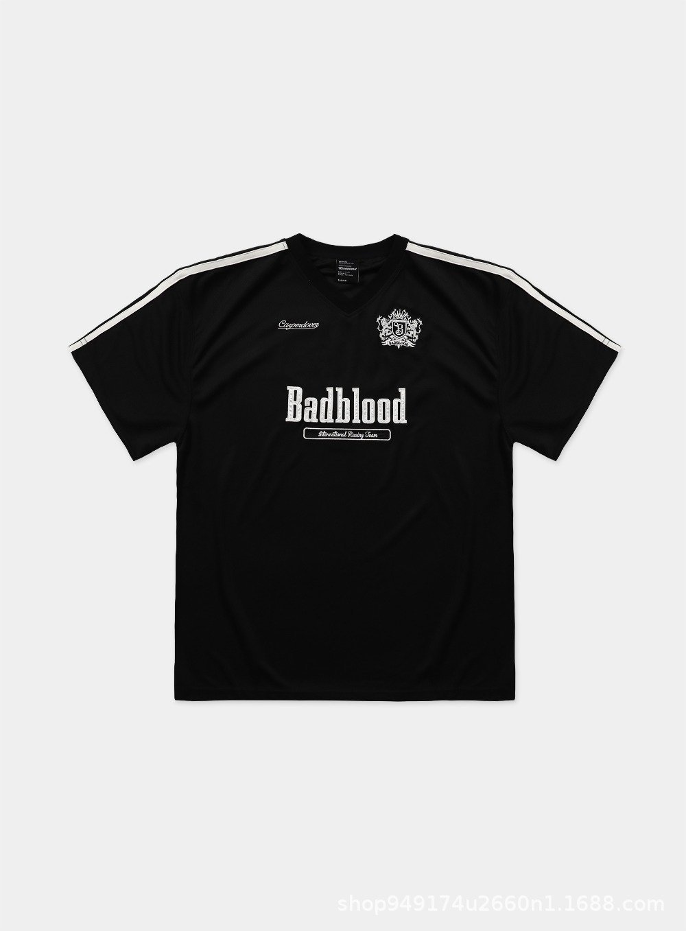 Женская футболка Badblood с вышивкой V-образным вырезом оптом