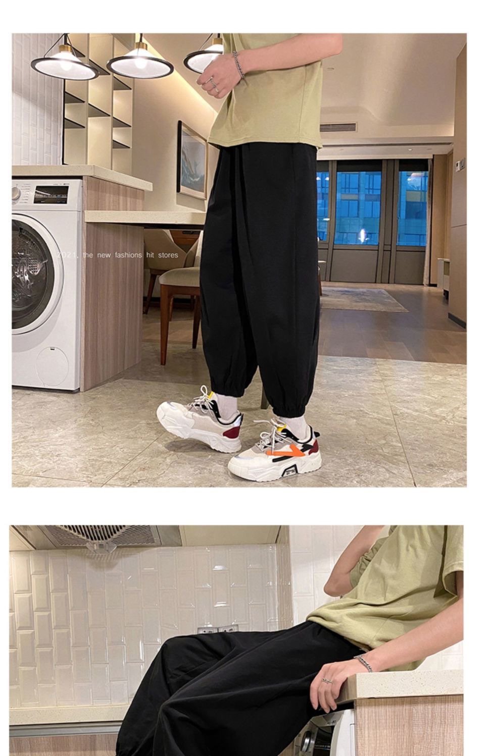 Широкие мужские брюки с завышенной талией оптом из Китая