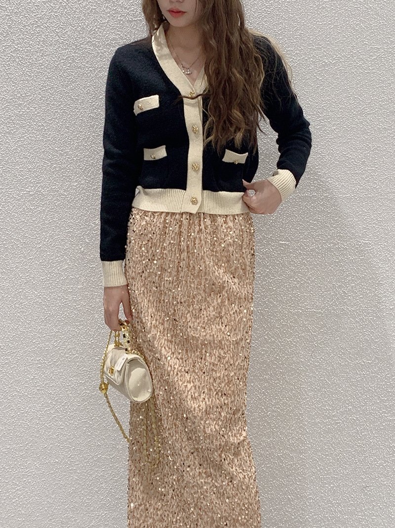 Высокая юбка с блестками из бархата оптом из Китая