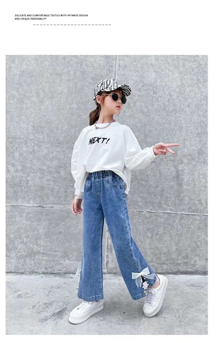 Детские джинсы с широкими штанинами оптом из Китая