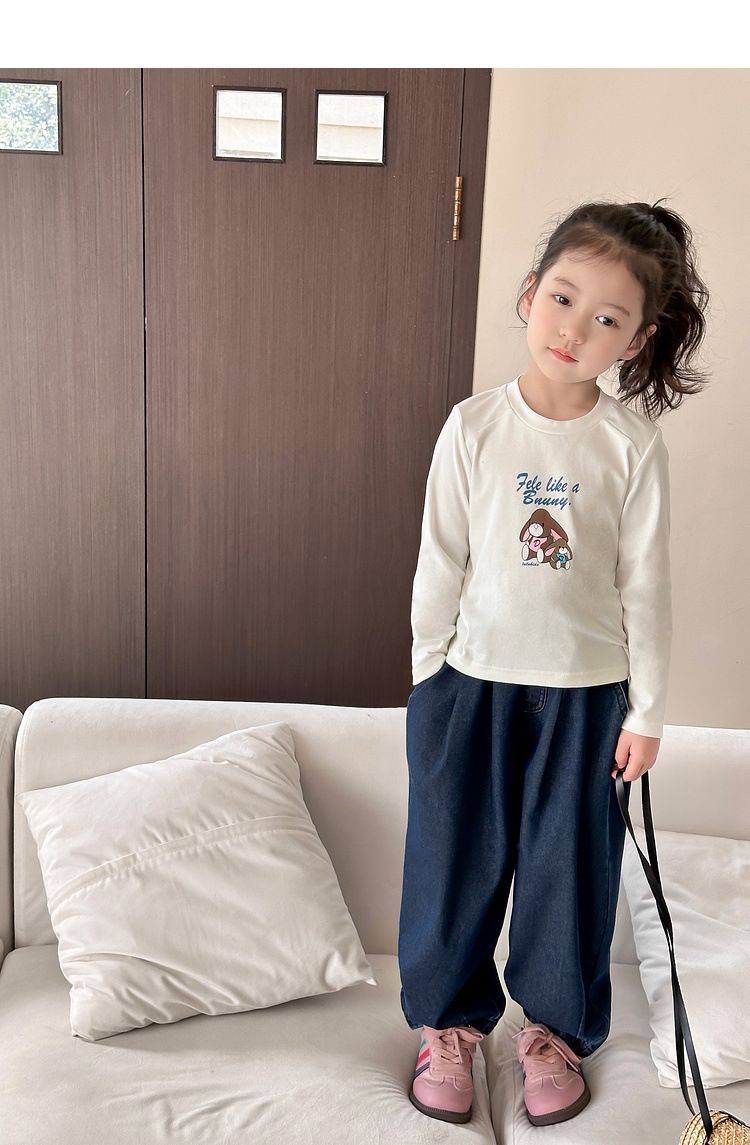 Джинсы для девочек 2024 весна новые широкие брюки для детей оптом из Китая