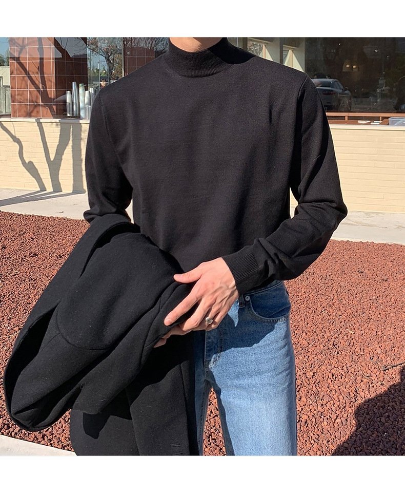 Мужской свитер с длинным рукавом и полувысоким воротником оптом