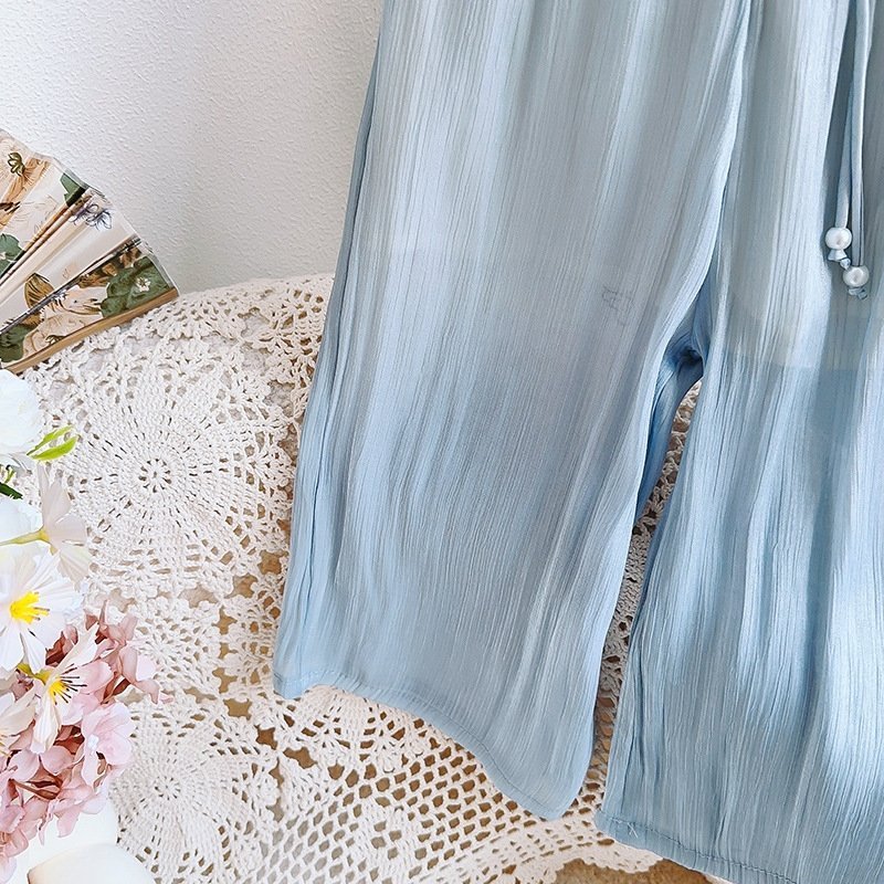 Детские широкие летние брюки для девочек оптом