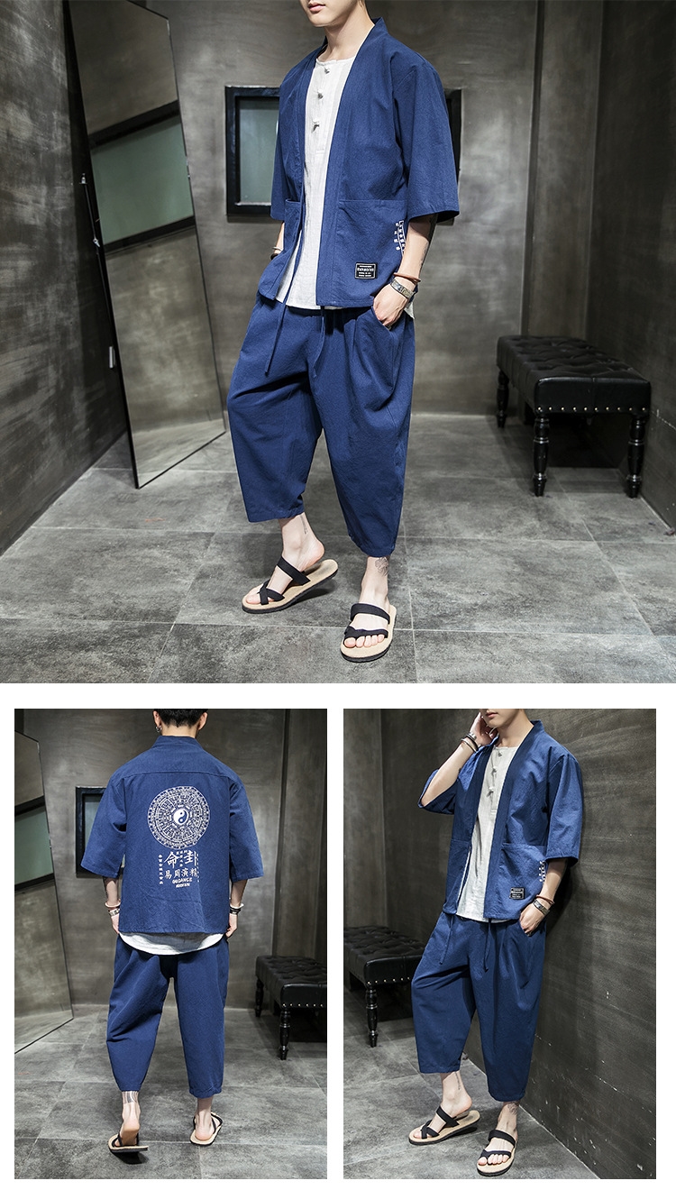 Китайский стиль льняной летний костюм для мужчин оптом из Китая
