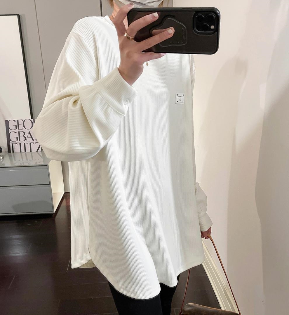 Толстовка с удлиненным рукавом и круглым вырезом оптом из Китая