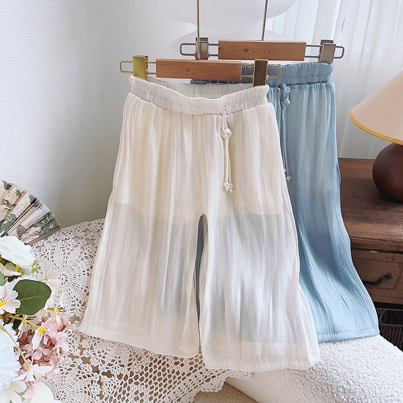 Детские широкие летние брюки для девочек оптом