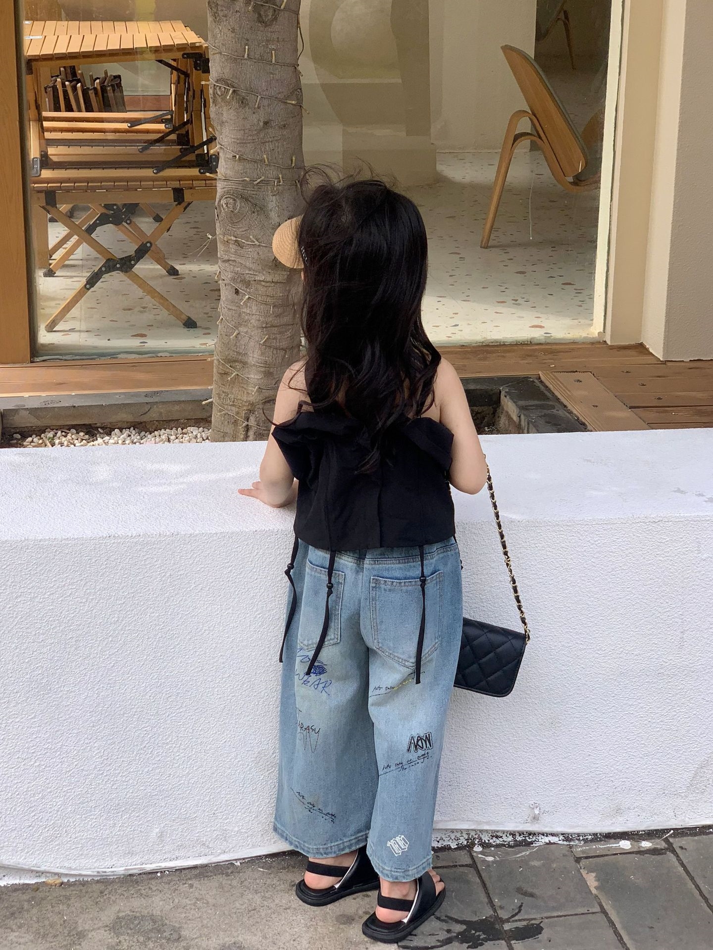 Детские джинсы 2024 весна-лето новая корейская американская ретро цветные джинсы прямые широкие брюки оптом из Китая