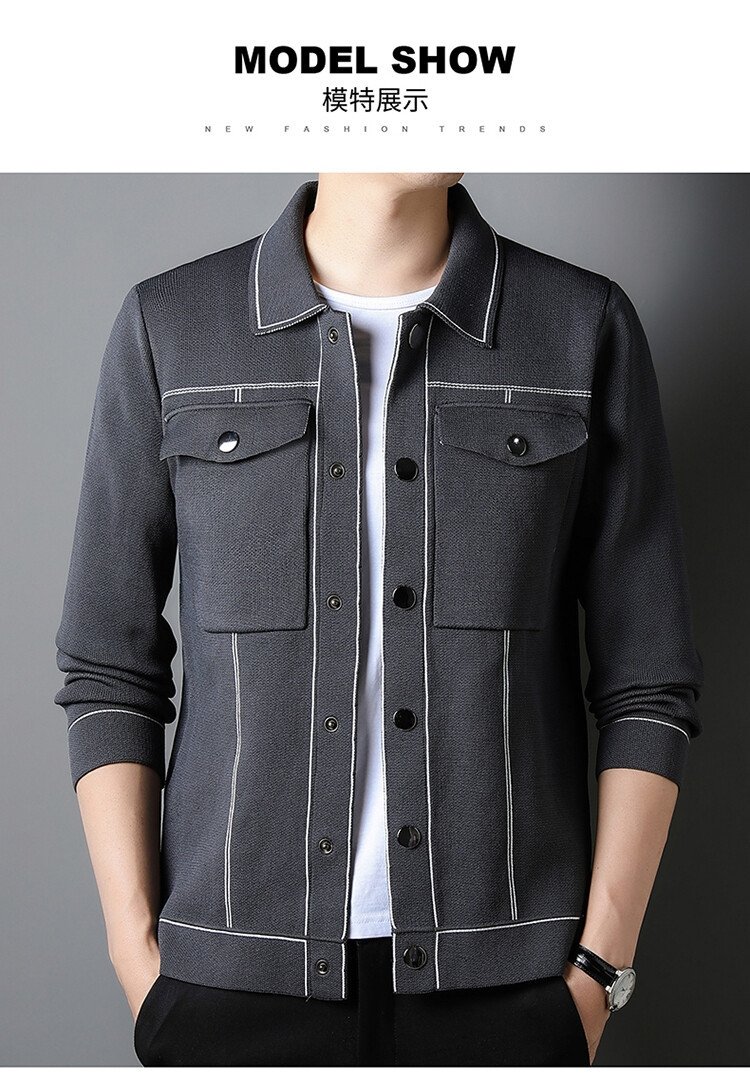 Мужская вязаная куртка с воротником оптом