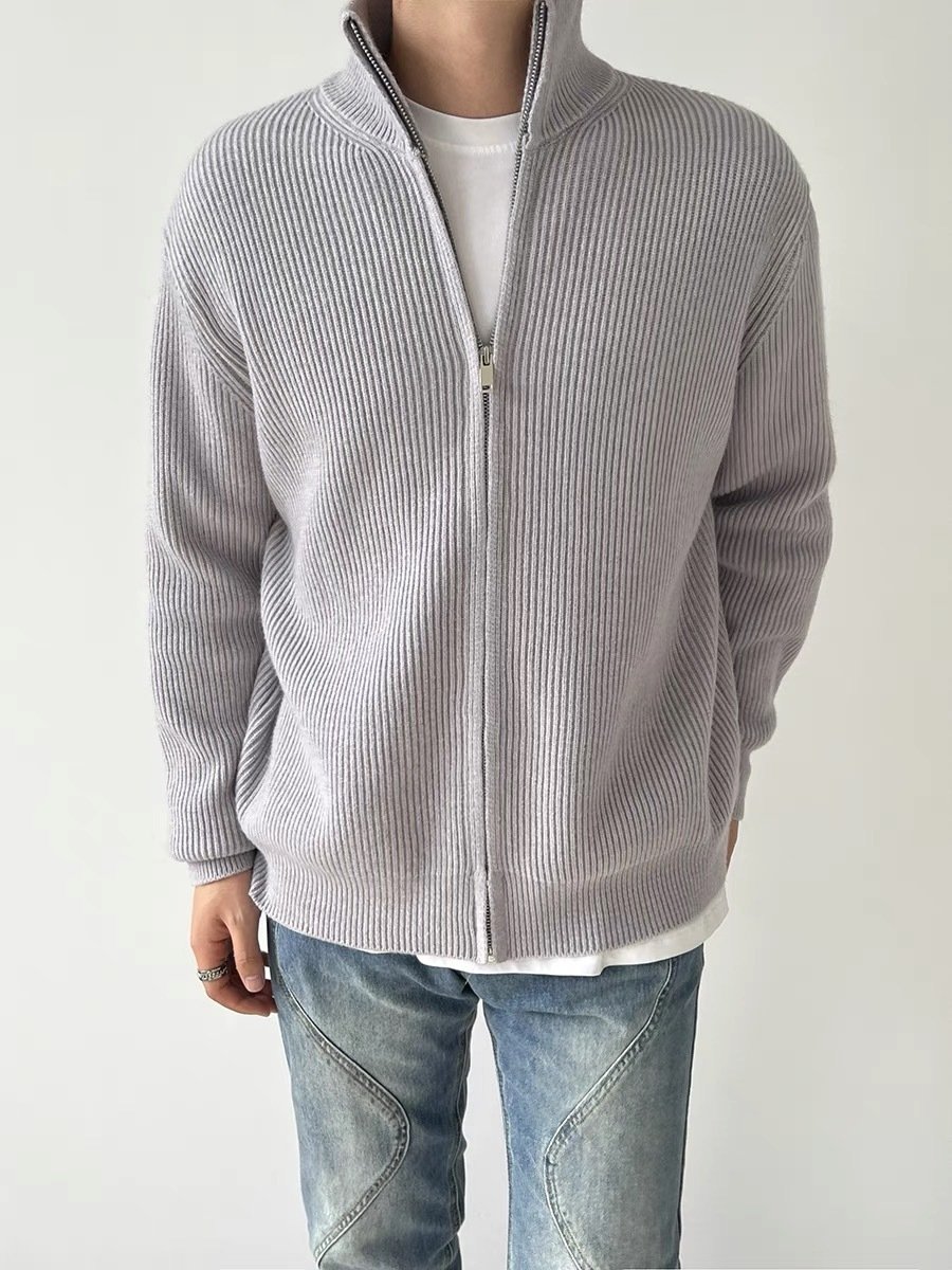 Мужской свитер с высоким воротником и двойной молнией оптом