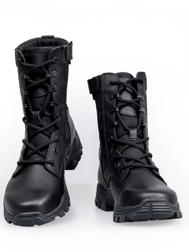 Черные ботинки из кожи с боковой молнией оптом