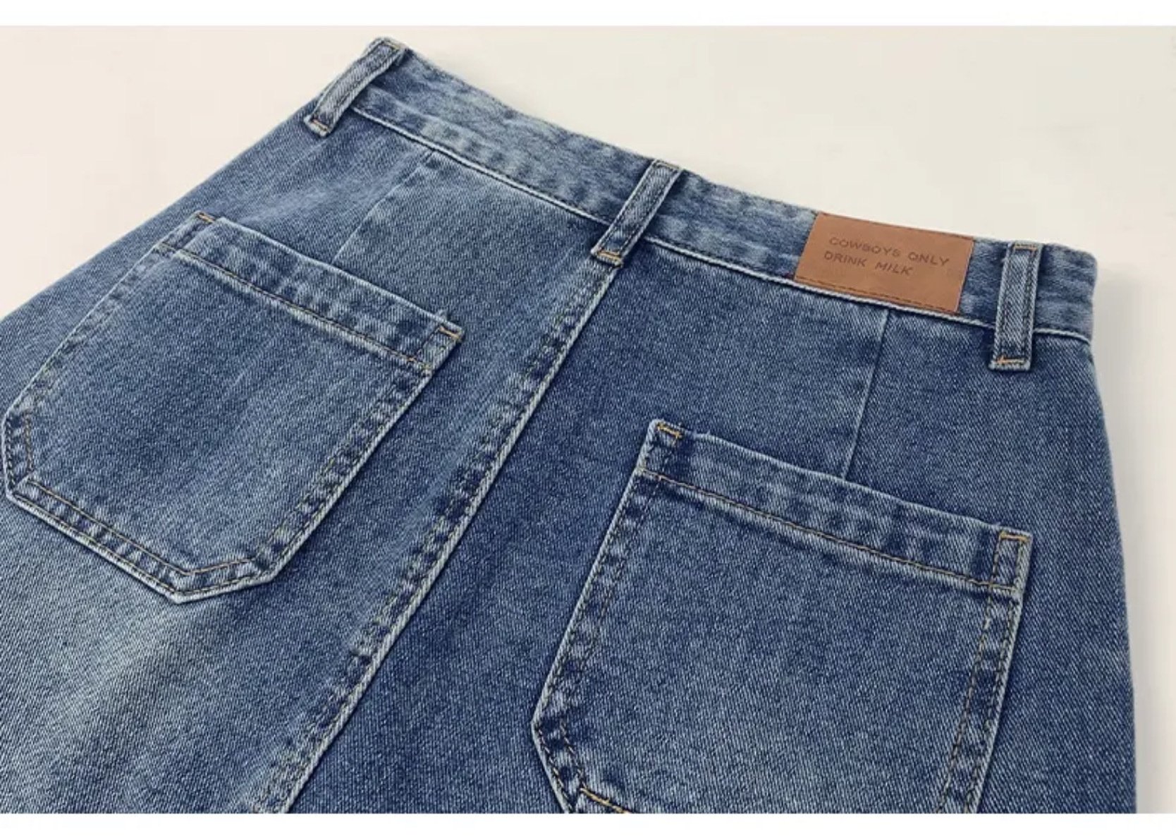 Джинсовая юбка с высокой талией и разрезом в стиле ретро оптом из Китая