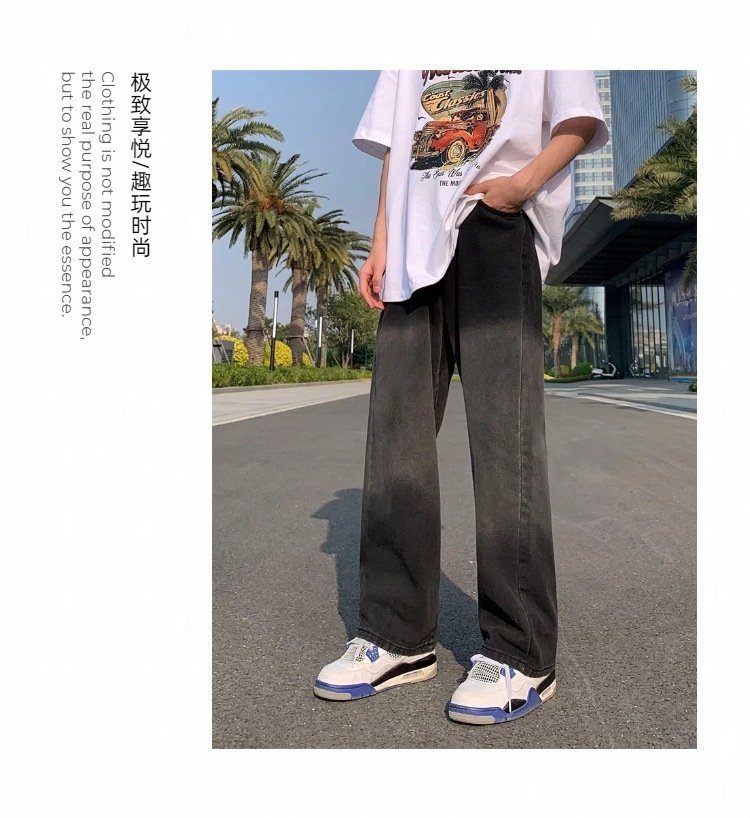 Джинсы с прямым кроем и потертостями оптом из Китая