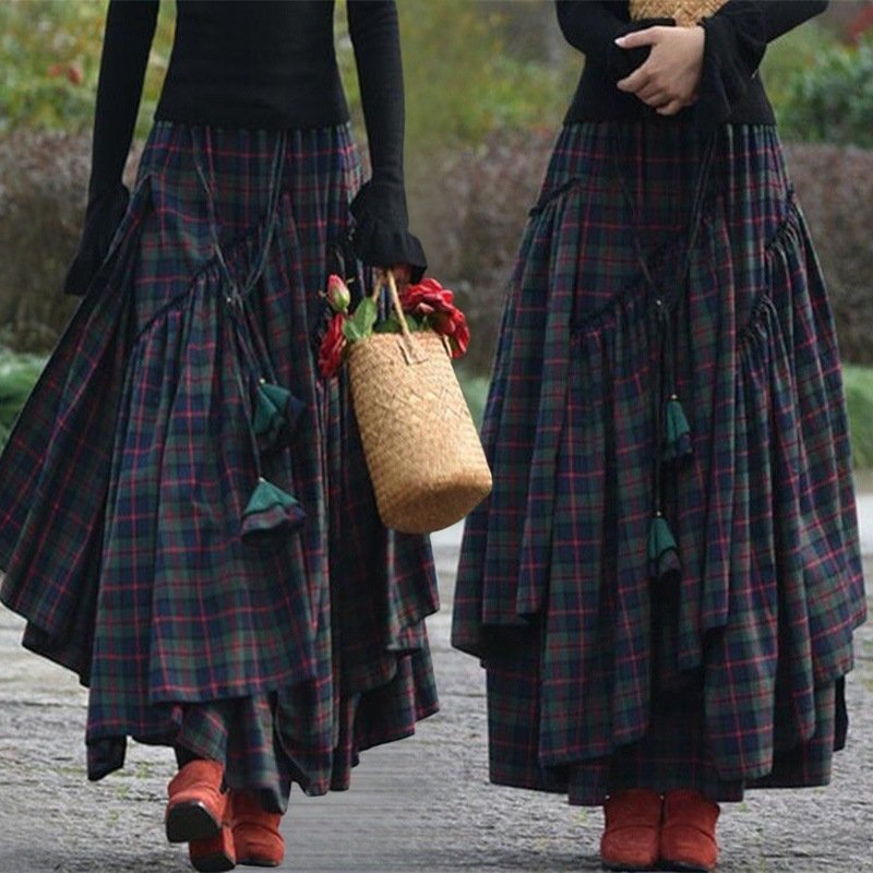 Женская длинная юбка в клетку оптом из Китая