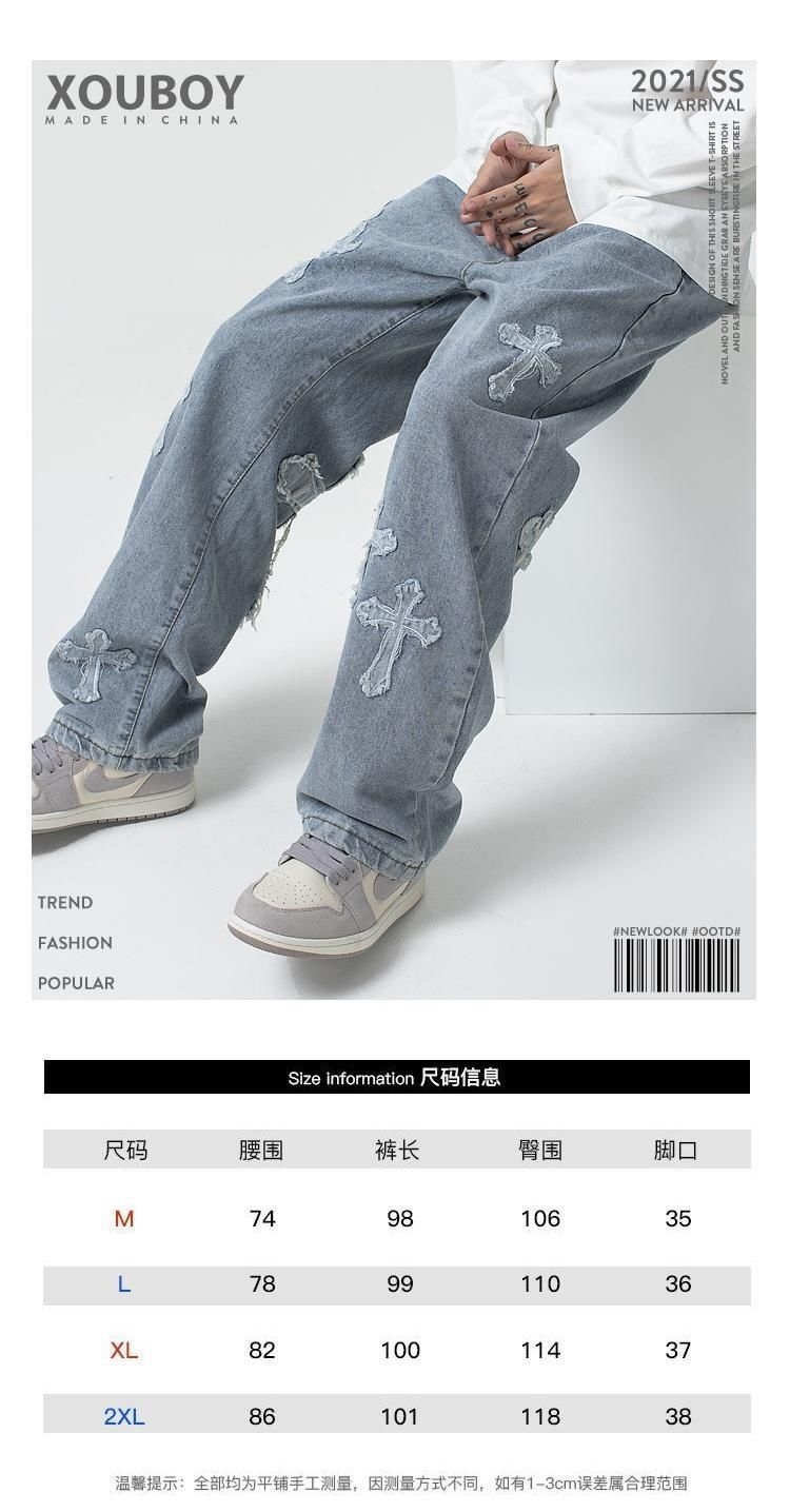 Джинсы с крестом и вышивкой оптом из Китая