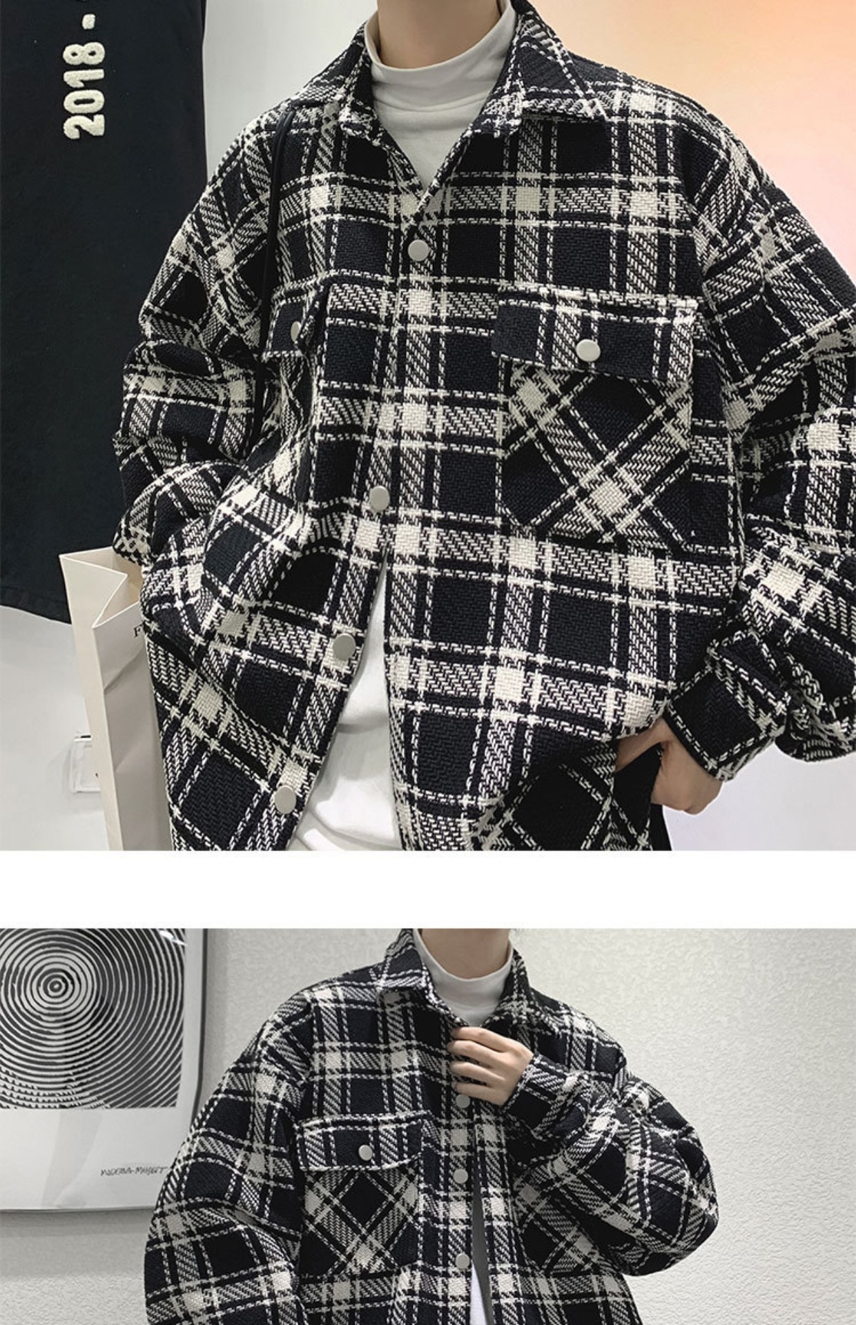 Мужская клетчатая куртка весна-лето 2024 оптом из Китая