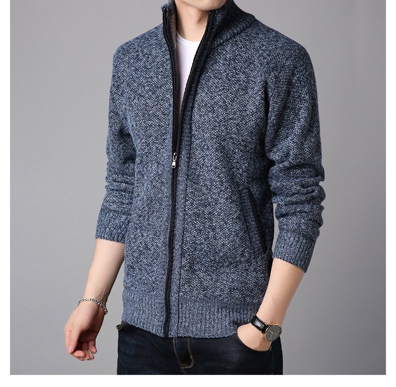 Мужская зимняя толстовка с молнией и высоким воротником оптом