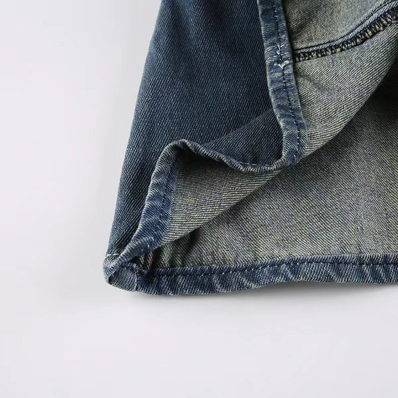 Джинсовая мини-юбка с крупной пряжкой и высокой посадкой оптом из Китая