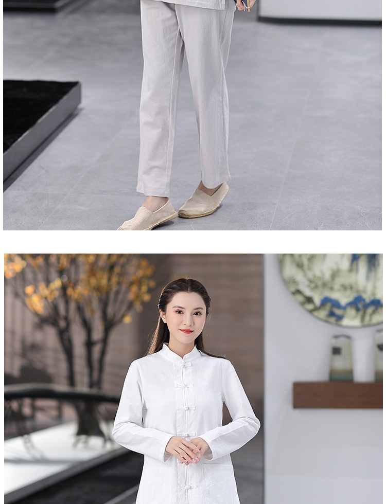 Комплект широких брюк из хлопково-ленной ткани в китайском стиле оптом из Китая