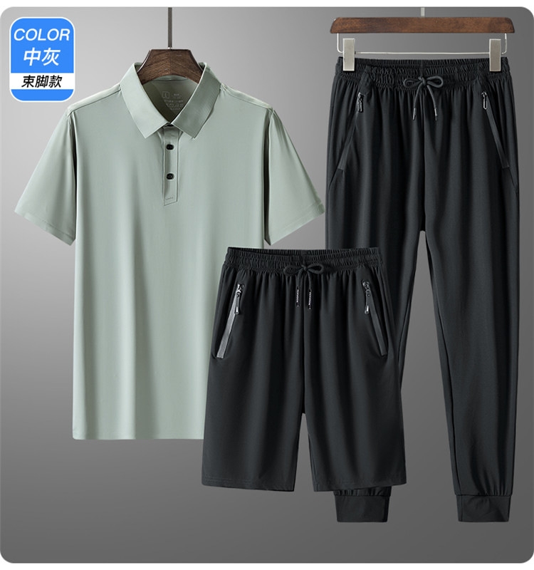 Летний мужской комплект из поло и шорт с брюками оптом из Китая