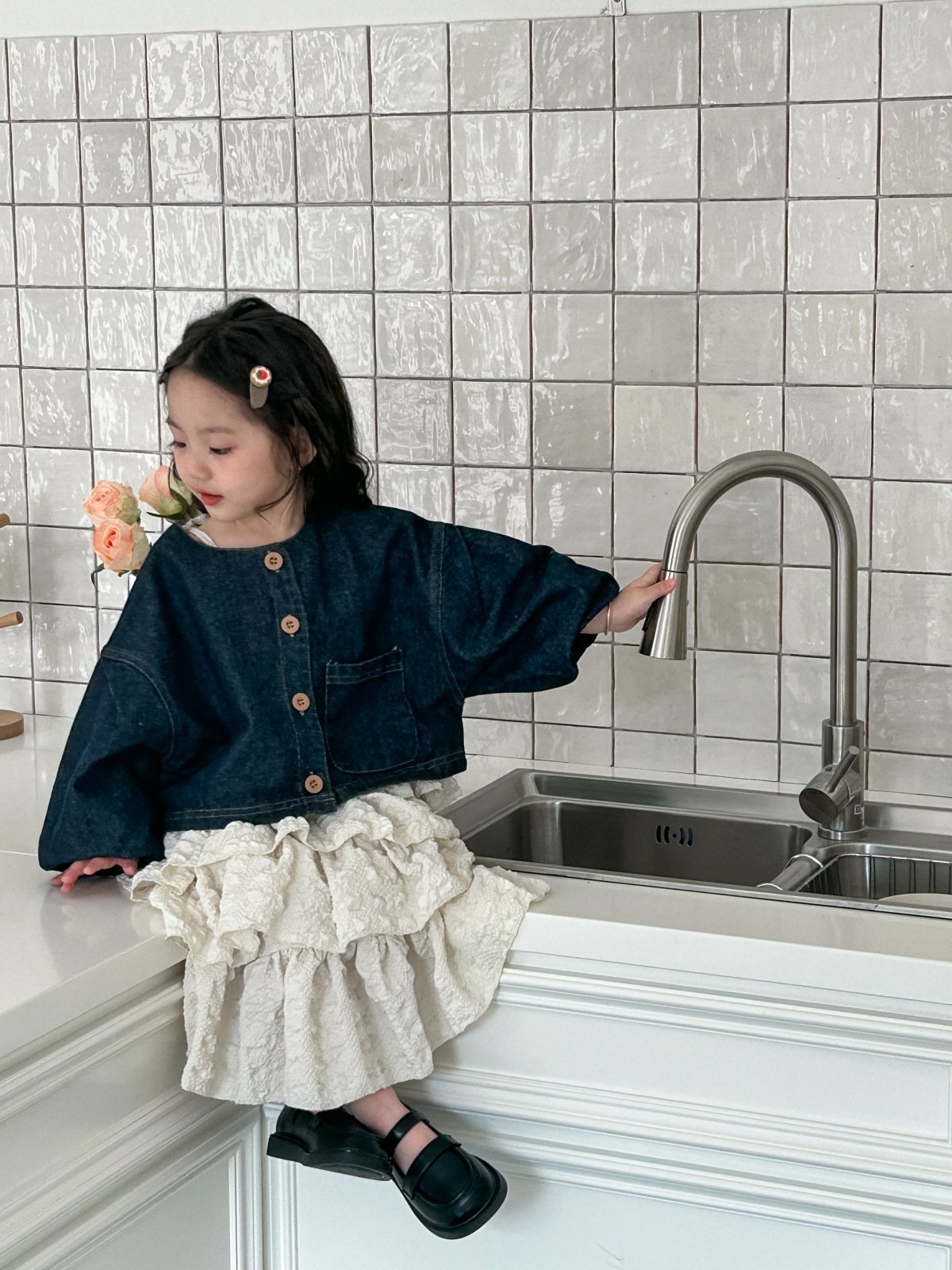 Джинсовая куртка для девочки оптом из Китая