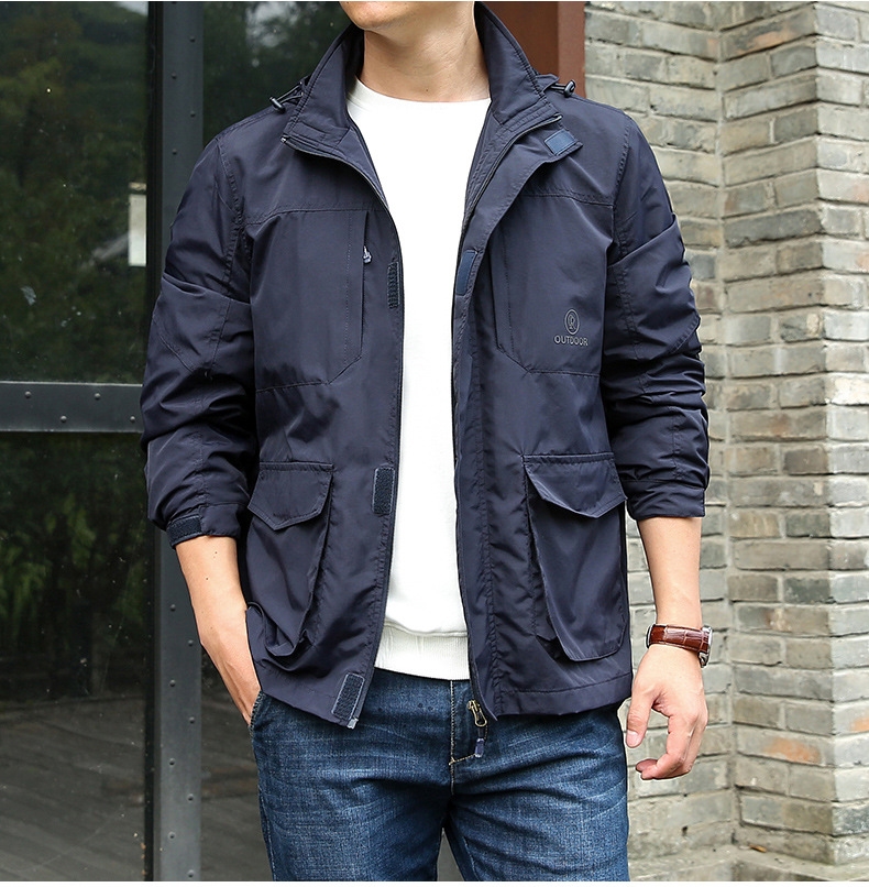 Мужской ветровой плащ с капюшоном оптом из Китая