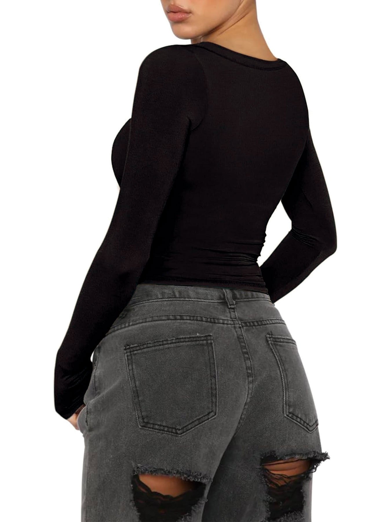 Женская блузка с длинным рукавом и V-образным вырезом оптом