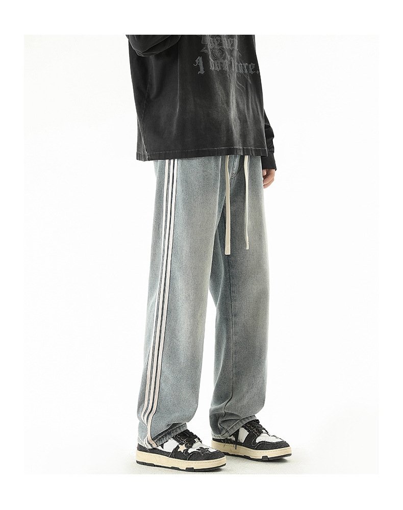 Мужские джинсы с принтом трех полосок оптом из Китая