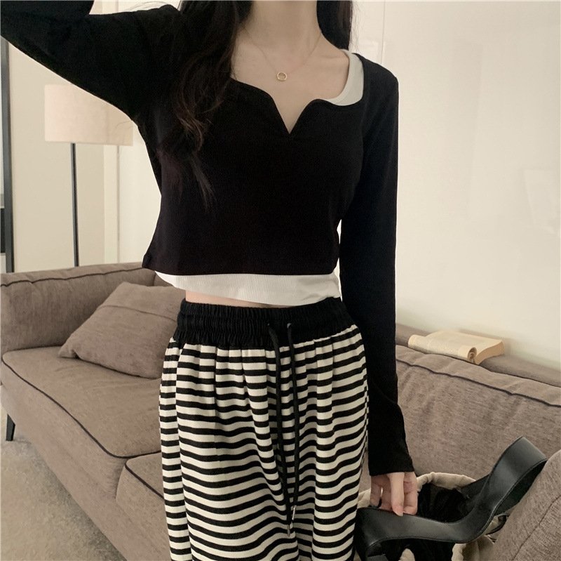 Женская футболка с длинным рукавом в ретро стиле оптом из Китая