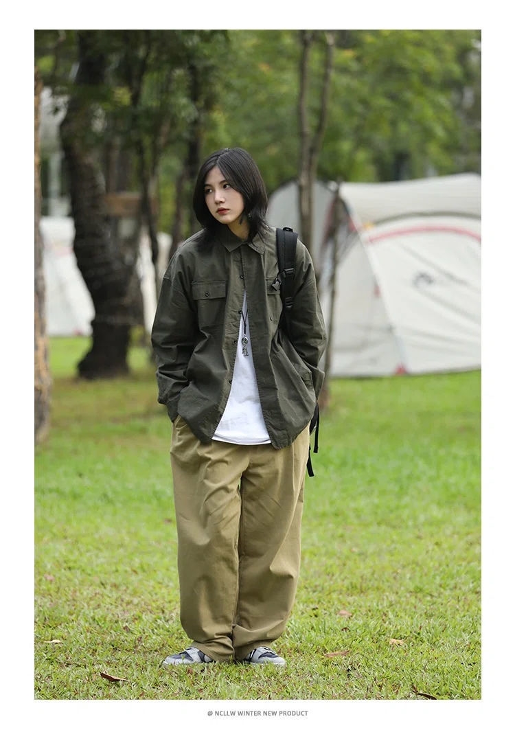 Мужская рубашка-куртка в стиле милитари оптом из Китая