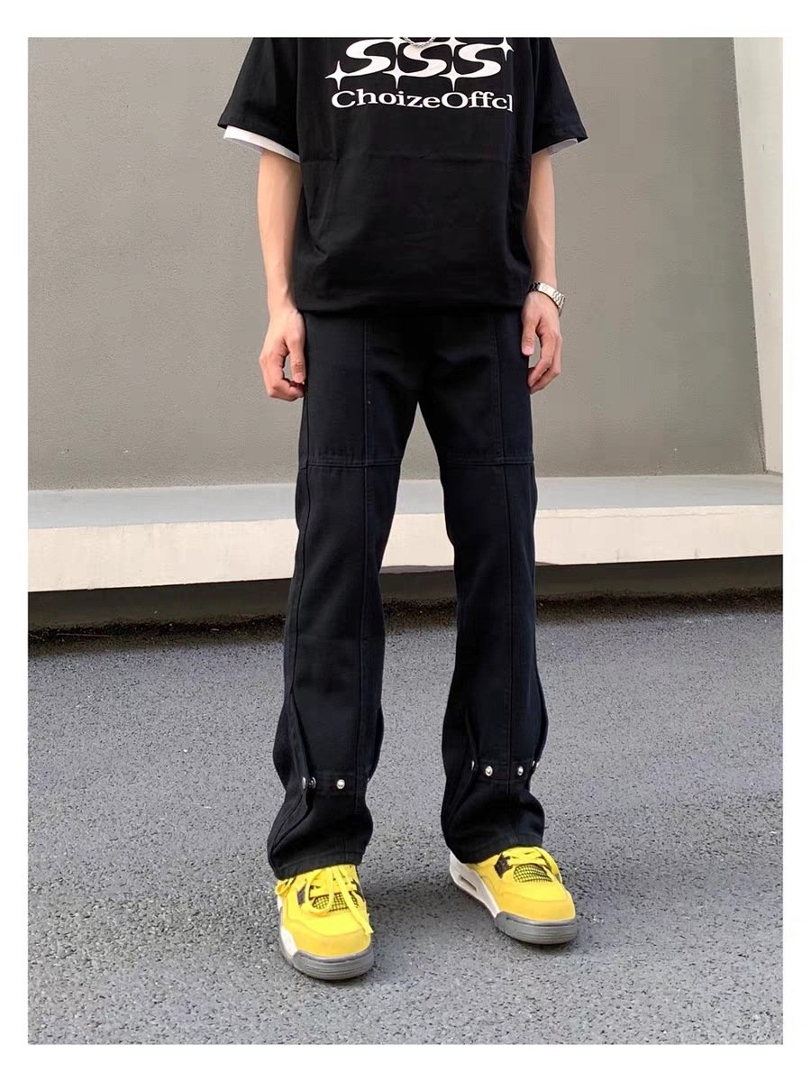 Черные джинсы с пуговицами и прямыми штанинами оптом из Китая