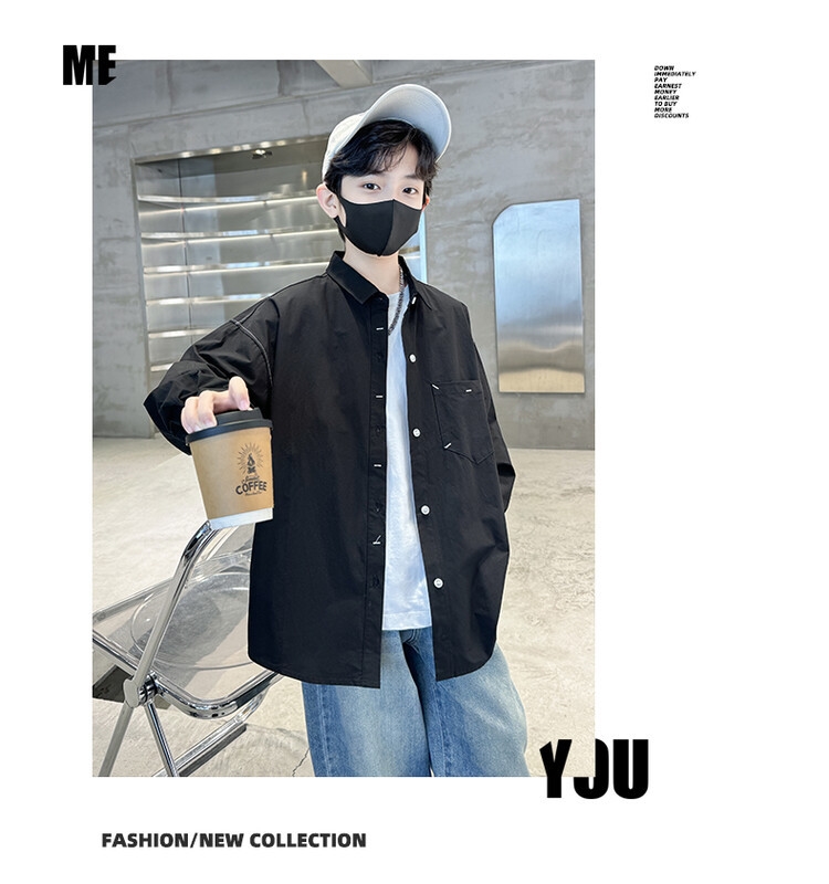 Мальчик рубашка 2024 новая весна корейская детская рубашка куртка мальчик досуг длинный рукав весенняя мода детская одежда оптом из Китая